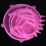 6PCS Adaptable Lid Silicone Covers Food Caps